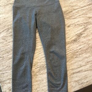 Lululemon cropped leggings, excellent condition, gray cheetah print